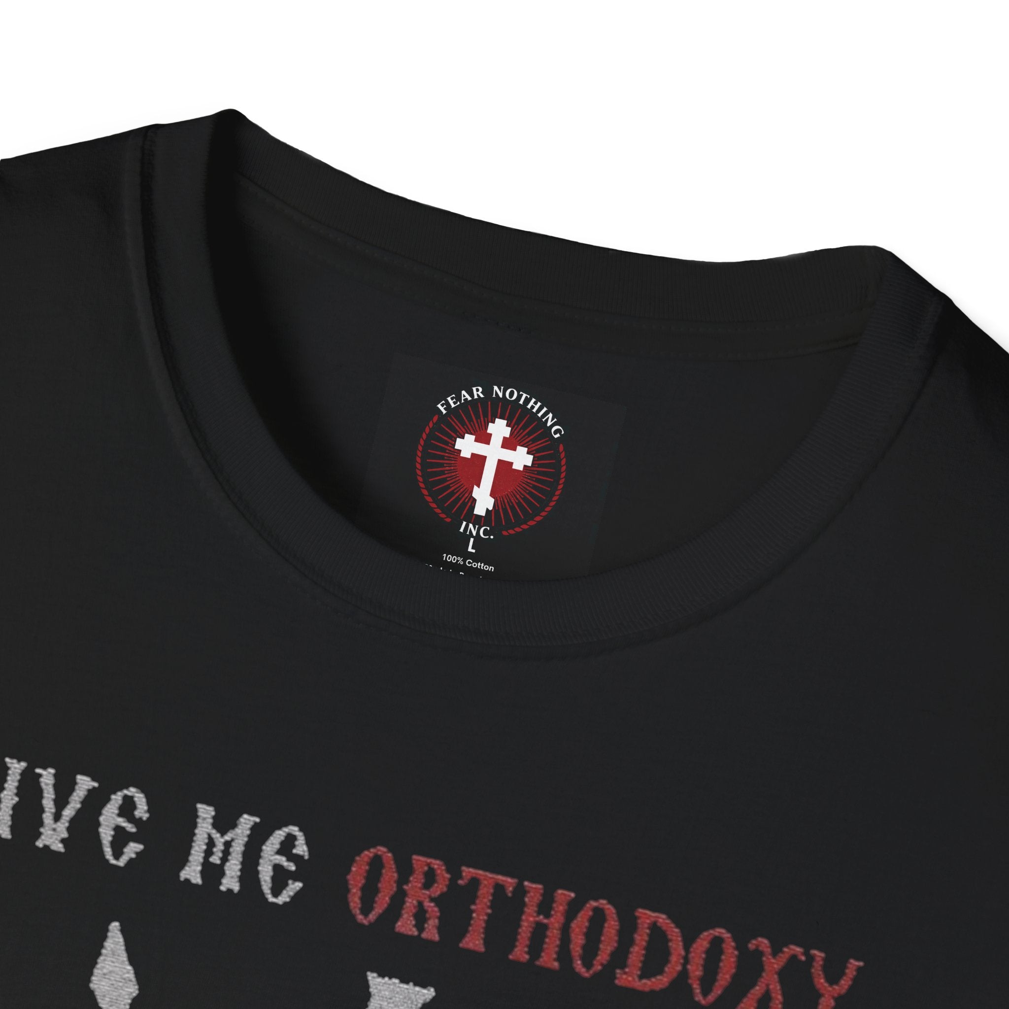 Orthodox Cross T-Shirt — "Give Me Orthodoxy or Give Me Death" Religious Tee