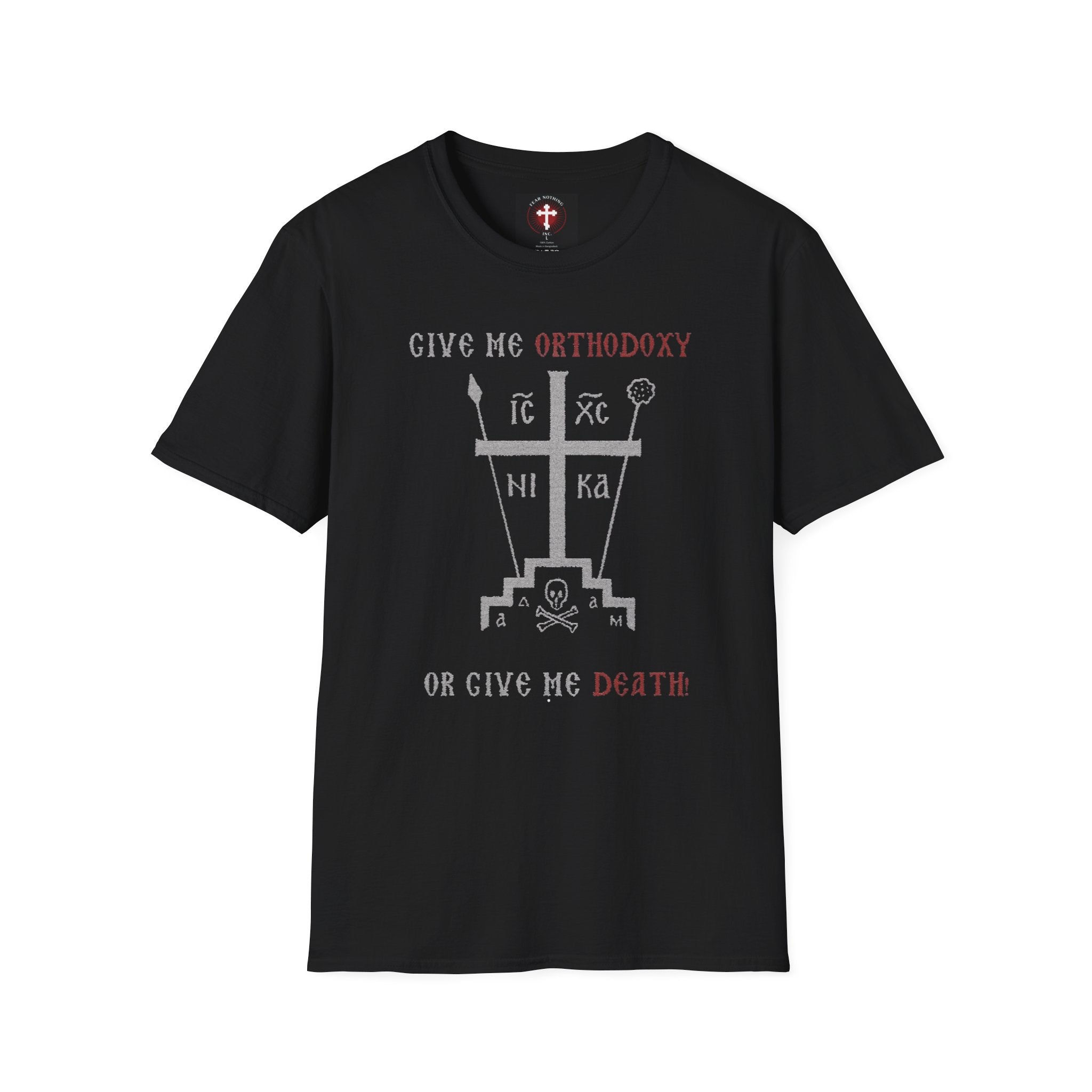 Orthodox Cross T-Shirt — "Give Me Orthodoxy or Give Me Death" Religious Tee