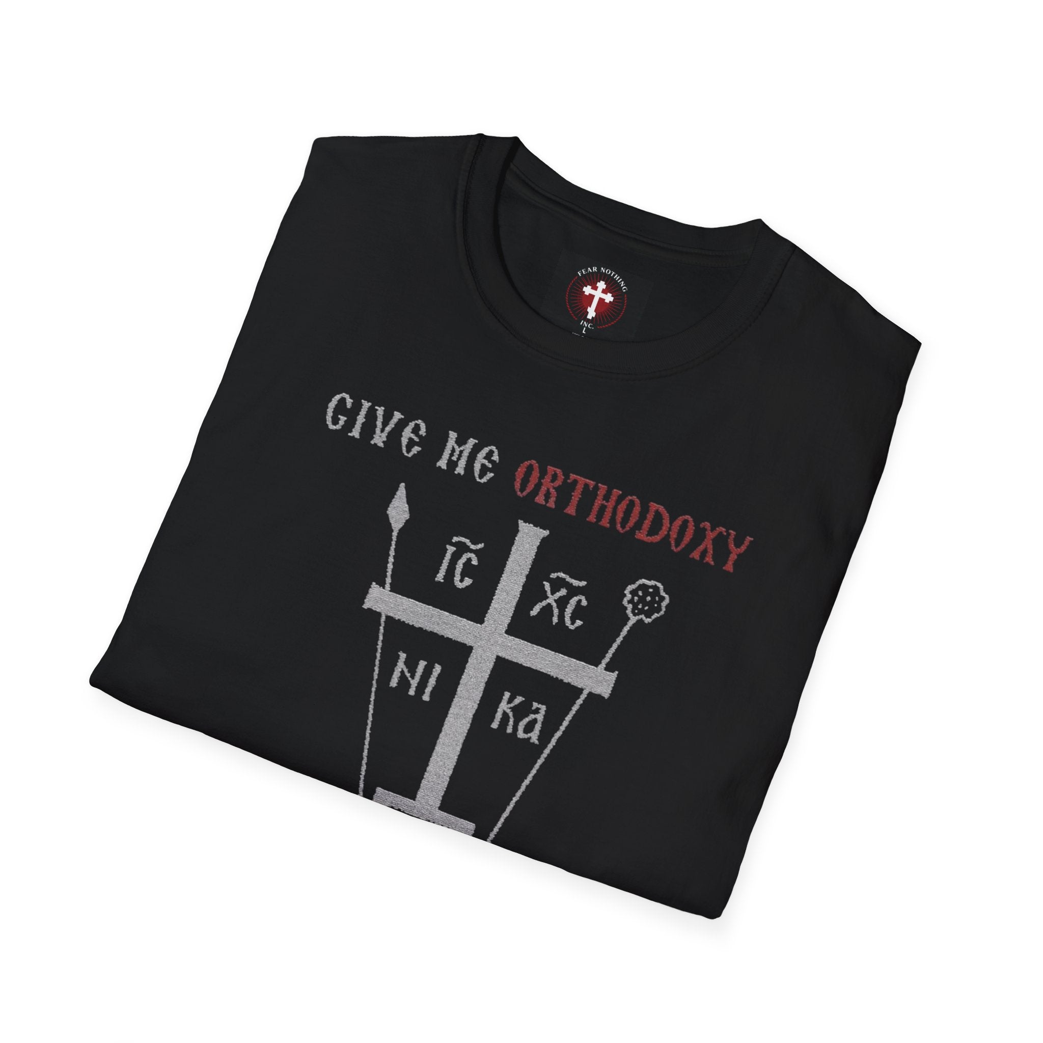 Orthodox Cross T-Shirt — "Give Me Orthodoxy or Give Me Death" Religious Tee